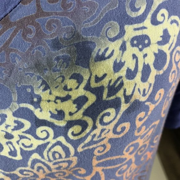 Wild Thing Wild Woman Lavender Patchwork Batik Short Sleeve Tunic Boxy Tee S/M - Picture 10 of 11